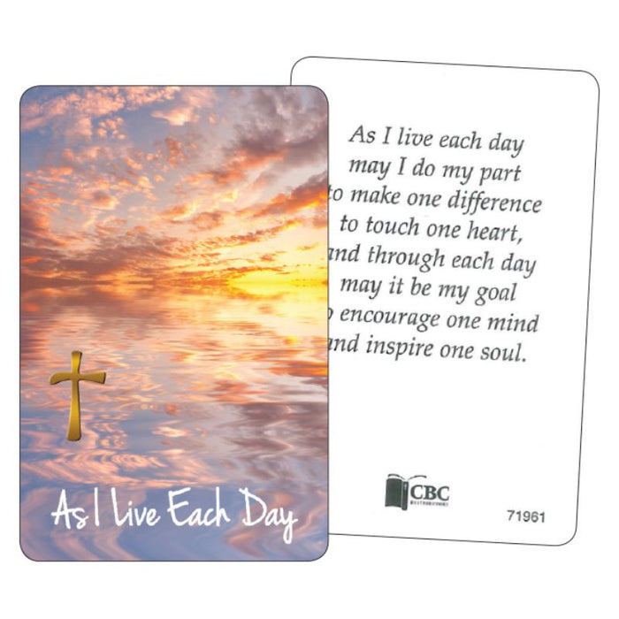 As I Live Each Day, Laminated Prayer Card