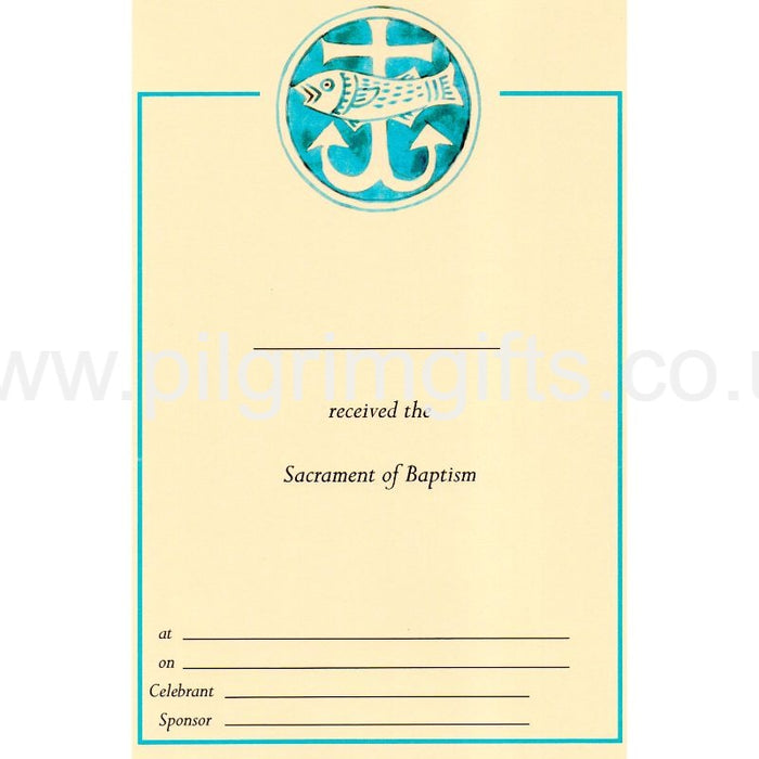 Baptism Certificate Anchor and Fish Design, Pack of 5 A4 Size
