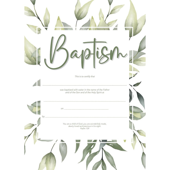 Baptism Certificate With Bible Verse - New Creation Design for an Adult, Pack Of 10 A5 Size