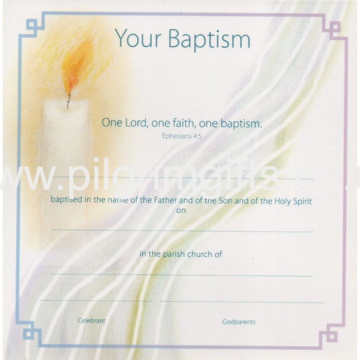 Baptism Certificate - Your Baptism Candle Design Available In 2 Pack Sizes