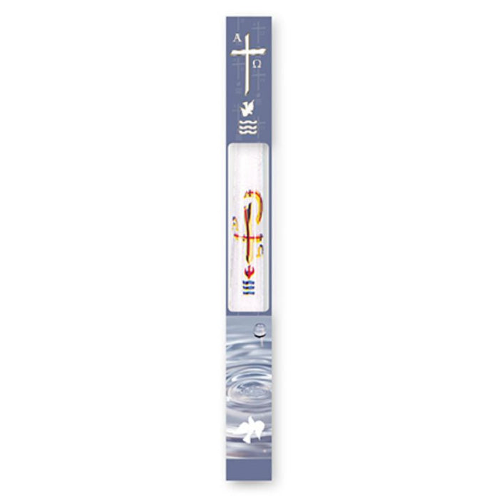 Baptismal Candle 10 Inches High, Individually Boxed with a Gold and Red Coloured Baptism Transfer, Value Pack of 12 Candles