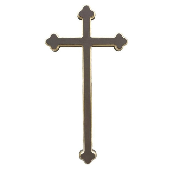 Baroque Design Saint Francis Wooden Cross, Coloured Painted Finish and Gold Edge, Available In 8 Sizes