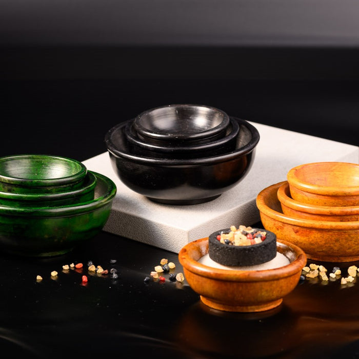 Incense Bowl, Amber Coloured Soapstone - Small Size 6.5cm / 2.5 Inches Diameter