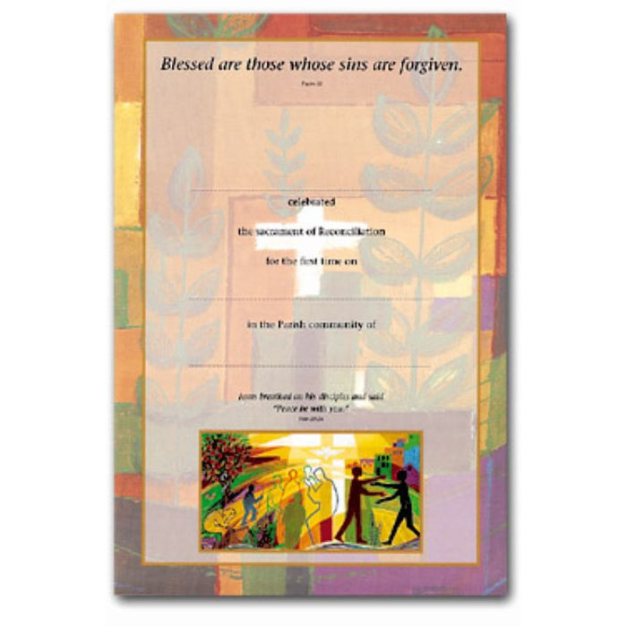 Reconciliation Certificate - Blessed Are Those Whose Sins are Forgiven, Available In 2 Pack Sizes, Designed at Turvey Abbey