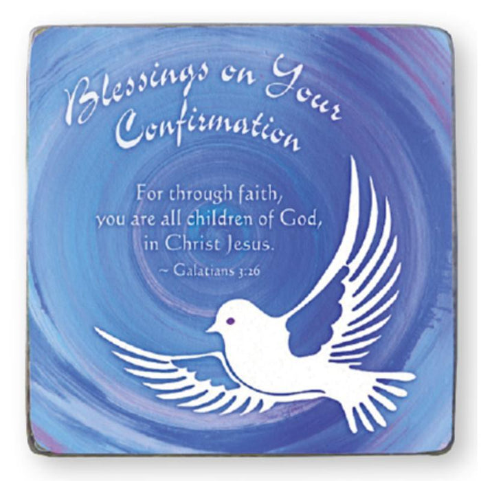 Blessings On Your Confirmation, Enamelled Cross 9cm / 3.5 Inches Square With Bible Text Galatians 3:26