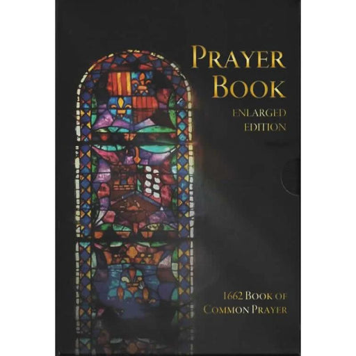 Cover of a prayer book with stained glass design and text