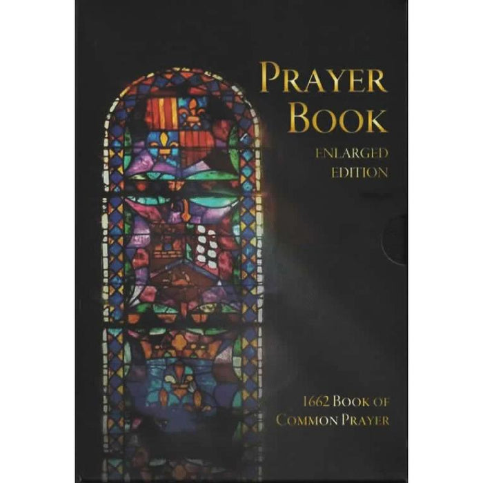 Cover of a prayer book with stained glass design and text