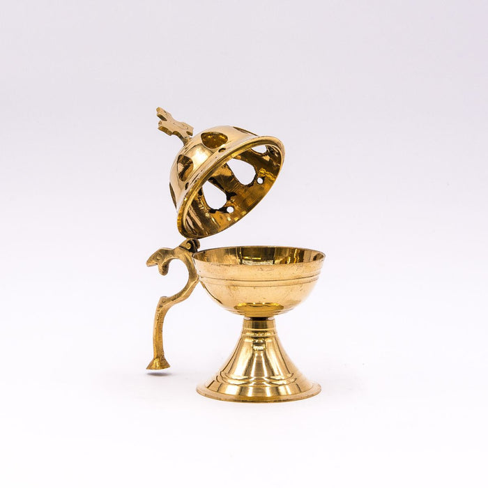 20% OFF Brass Incense Burner, Large Size 14cm / 5.5 Inches High Including Cross Finial