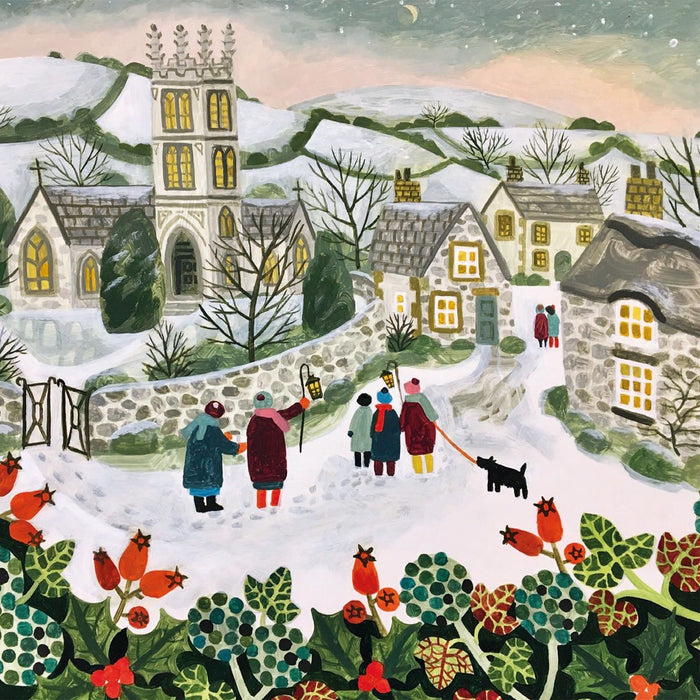 Carol Singers: by Vanessa Bowman, Pack of 8 Square Christmas Cards