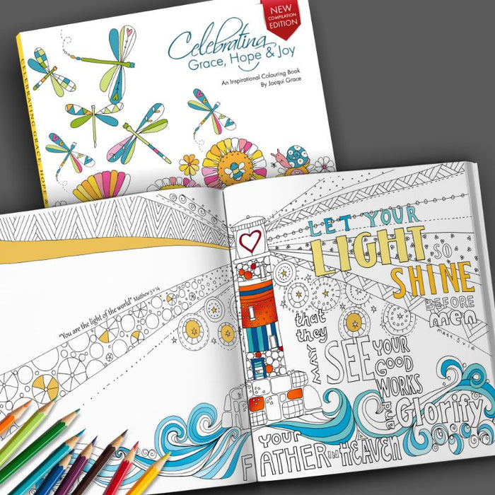Celebrating Grace, Hope & Joy Inspirational Colouring Book, With Bible Verses Throughout,