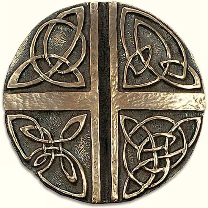 Celtic Love Cross 15cm Diameter. Hand Cast Bronze Resin From The Wild Goose Studio