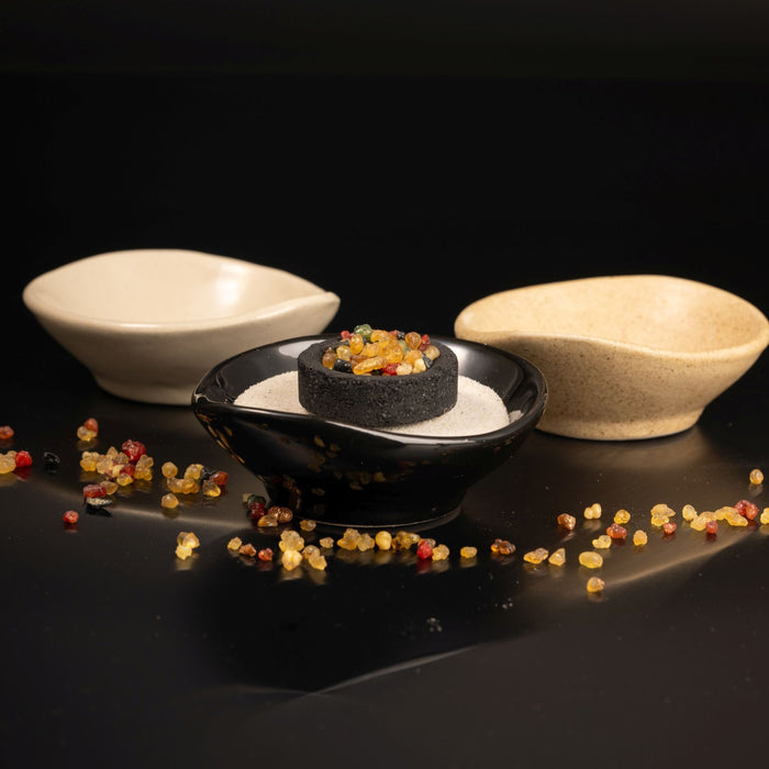 Incense Bowl, Handmade Cream Ceramic - Size 8.5cm / 3.25 Inches Diameter