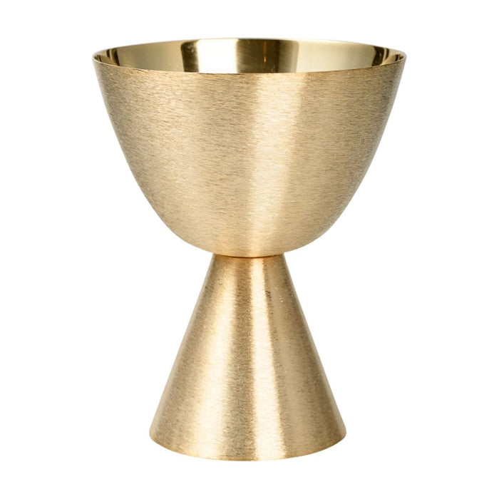 Chalice and Paten Brushed Gold Finish With Gold Plated Cup 15cm / 6 Inches High, Chalice holds 14fl oz