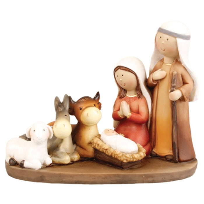 20% OFF Children's Holy Family Nativity With The Christmas Crib Animals, 11.5cm / 4.5 Inches High Handpainted Resin Cast Figurine