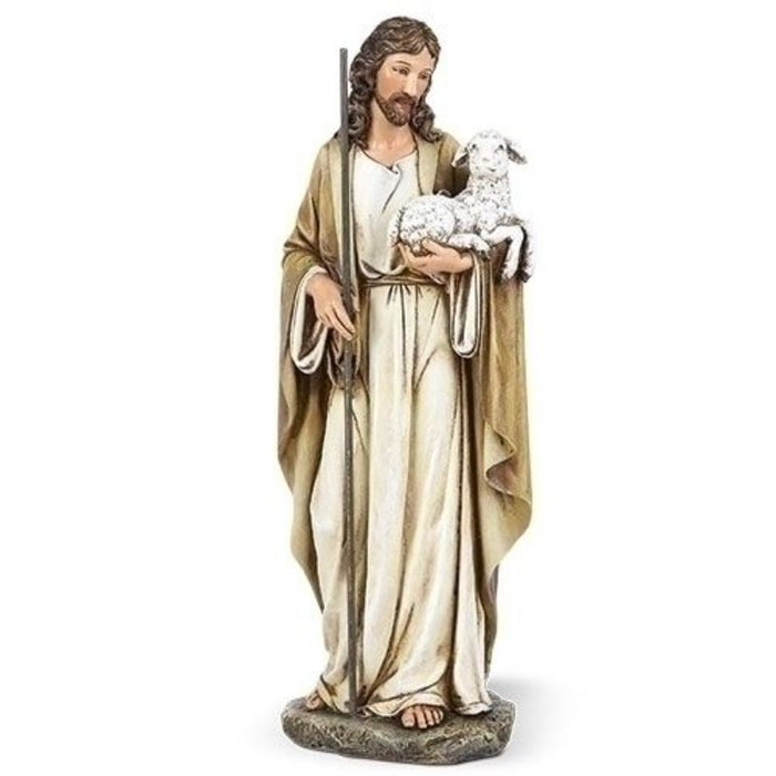 Christ the Good Shepherd, Statue 25cm / 10 Inches High, Resin Cast Figurine, by Joseph's Studio