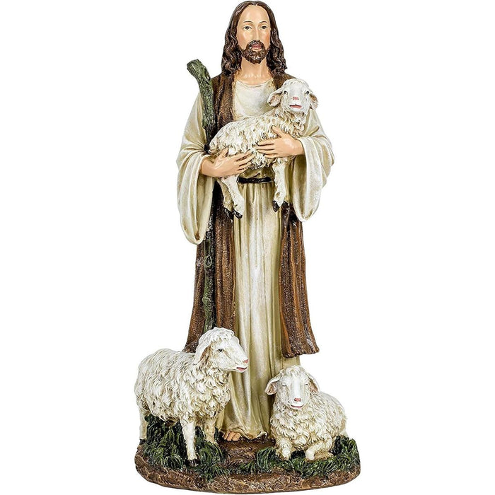 Christ the Good Shepherd, Statue 30cm / 12 Inches High Handpainted Resin Cast Figurine, by Joseph's Studio