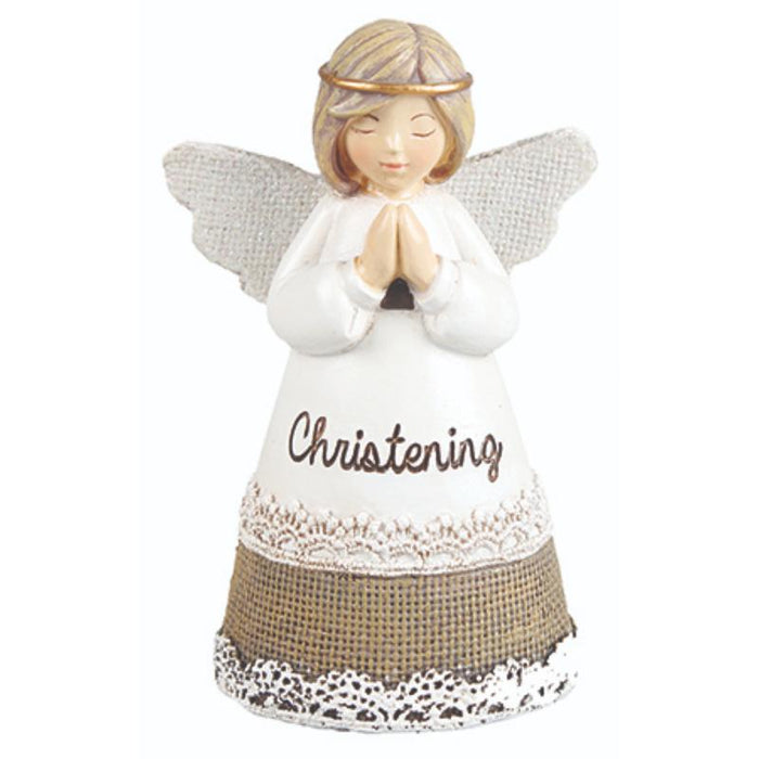 Christening Message Angel, Hand Painted Resin Cast Angel, 11cm / 4.25 Inches High
