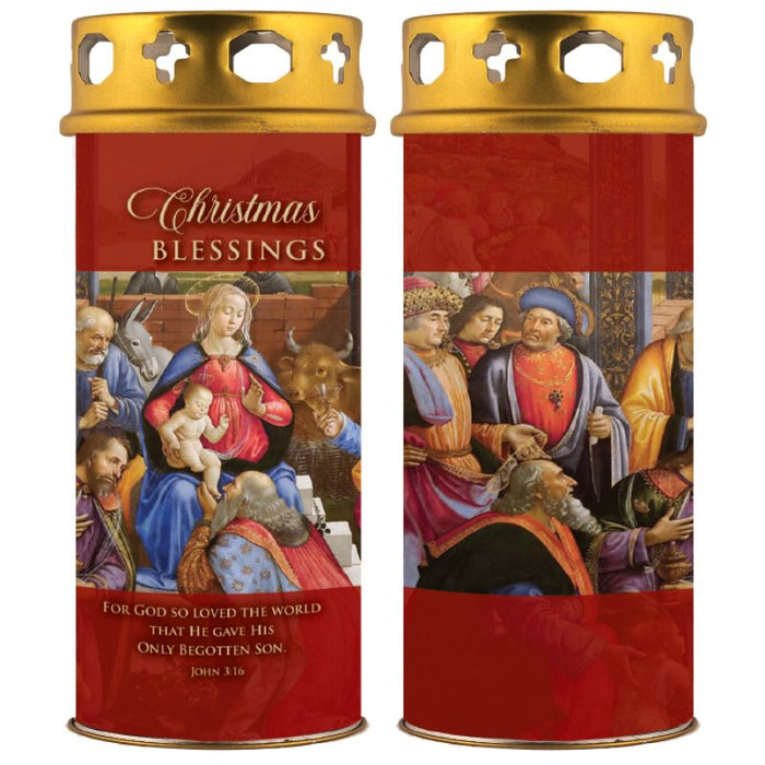 15% OFF Christmas Candle, Christmas Blessings With Bible Verse John 3:16 and Windproof Top 16.5cm High