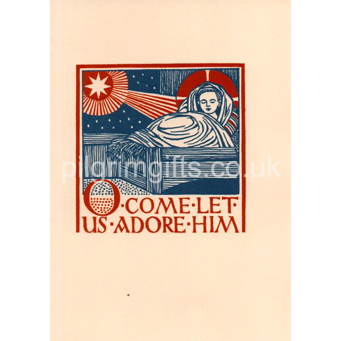 Christmas Greetings Card, O Come Let Us Adore Him