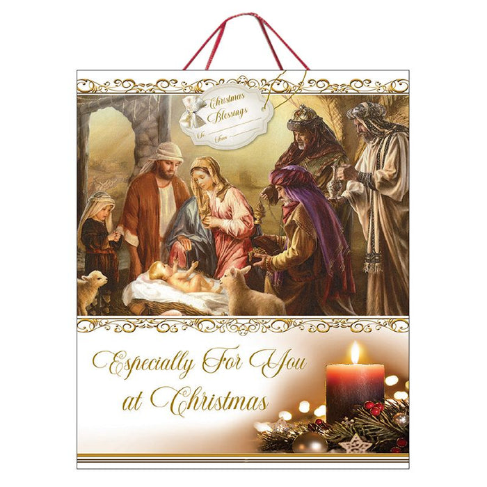Christmas Nativity Scene & Candle Gift Bag - Especially For You At Christmas, Size 32.5cm / 12.75 Inches High