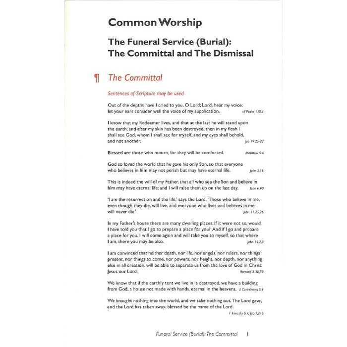Common Worship: Committal card, by Church House Publishing