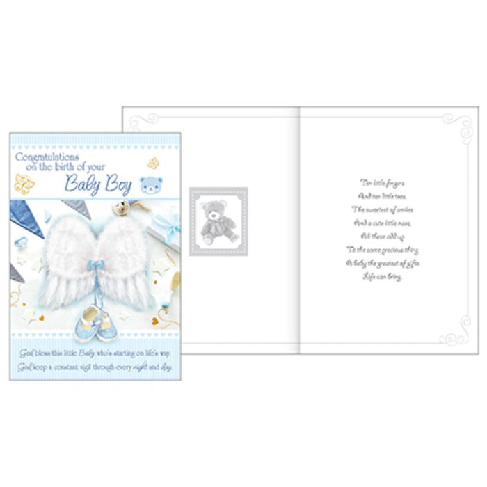 Congratulations On The Birth of Your Baby Boy, Greetings Card With Insert