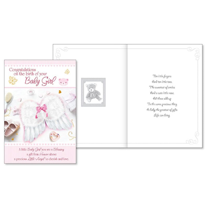 Congratulations On The Birth of Your Baby Girl, Greetings Card With Insert