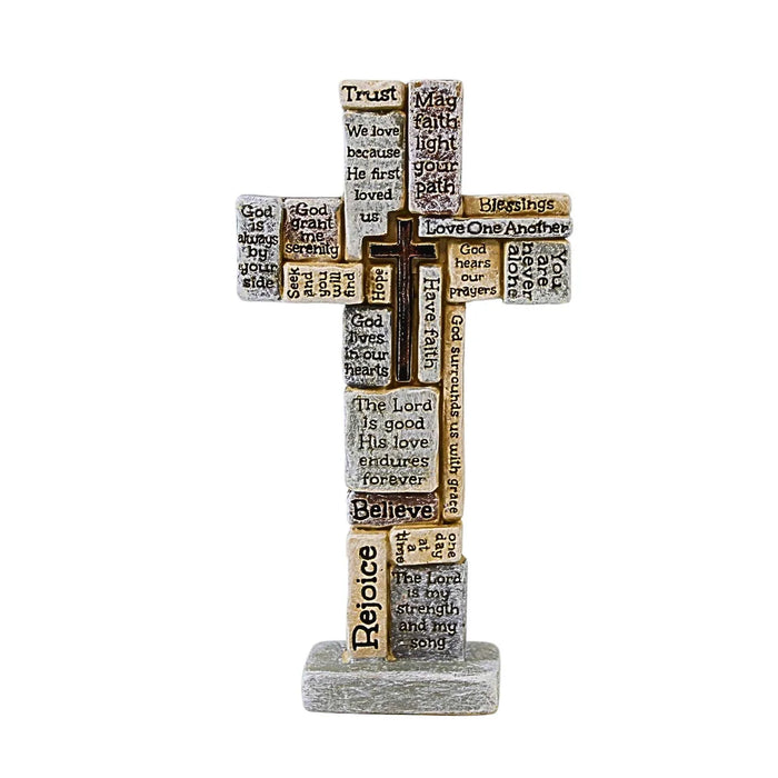 Crossword Standing Prayer Cross - 11cm / 4.25 Inches High, by Roman Inc