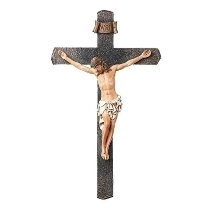 Crucifix, With a Stone Textured Cross 33.5cm / 13.25 Inches High, by Joseph's Studio