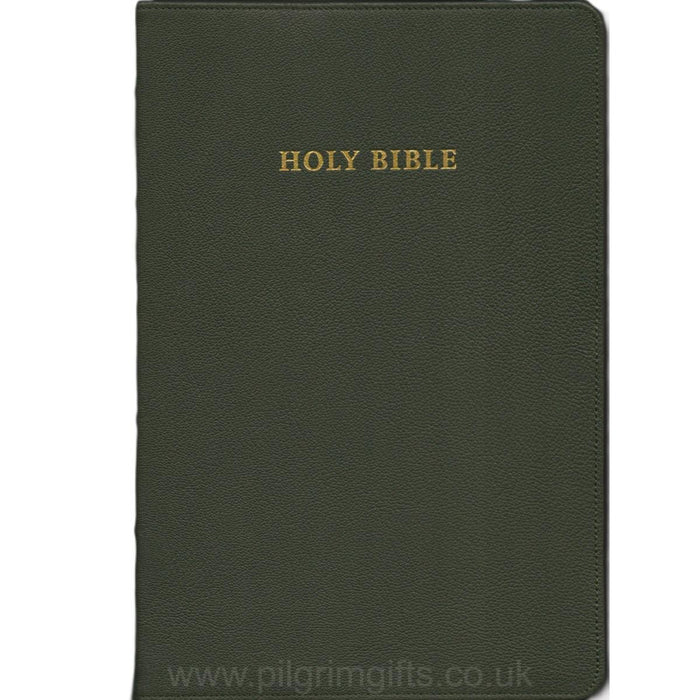 KJV Topaz Reference Edition, Words Of Christ In Red - Dark Green Goatskin Leather - KJ676:XRL