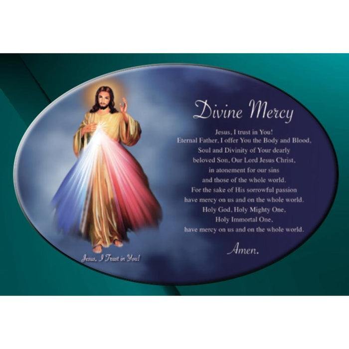 Divine Mercy, Ceramic Oval Prayer Plaque 23cm / 9 Inches In Length