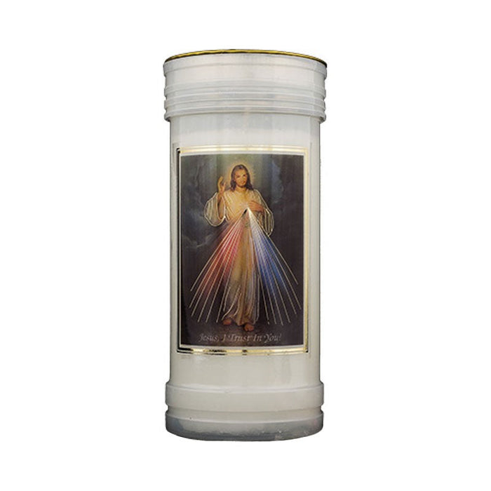 Divine Mercy Prayer Candle, Burning Time Approximately 72 Hours, Case of 24 Candles