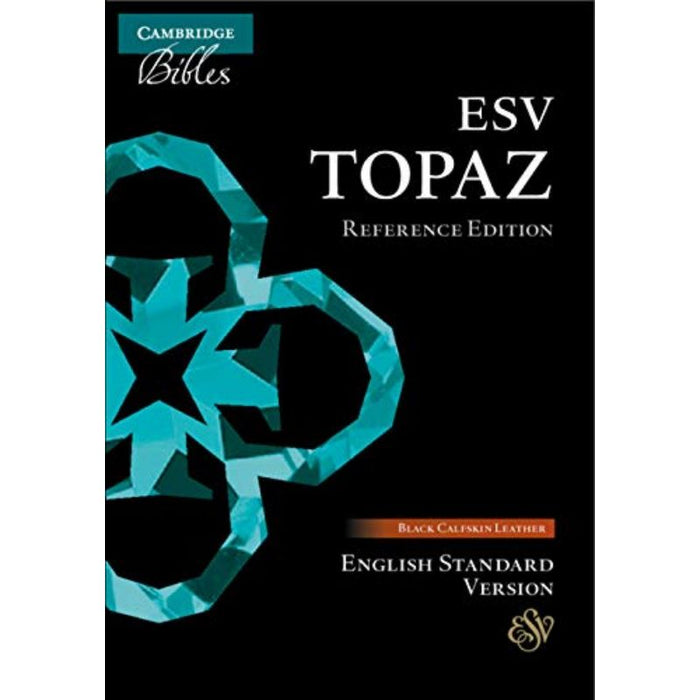 ESV Topaz Reference Edition With Red Letter Text, Black Calfskin Leather, by Cambridge Bibles