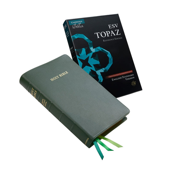 ESV Topaz Reference Edition With Red Letter Text, Dark Green Goatskin Leather, by Cambridge Bibles