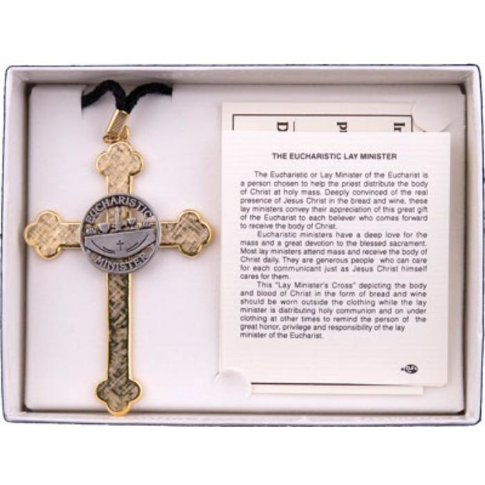 Eucharistic Lay Minister Trefoil Design Cross, With Neck Cord 30 Inches / 76cm In Length