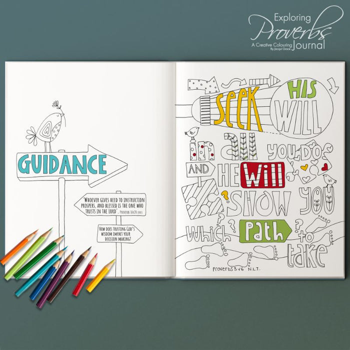 Exploring Proverbs Inspirational Colouring Journal, by Jacqui Grace