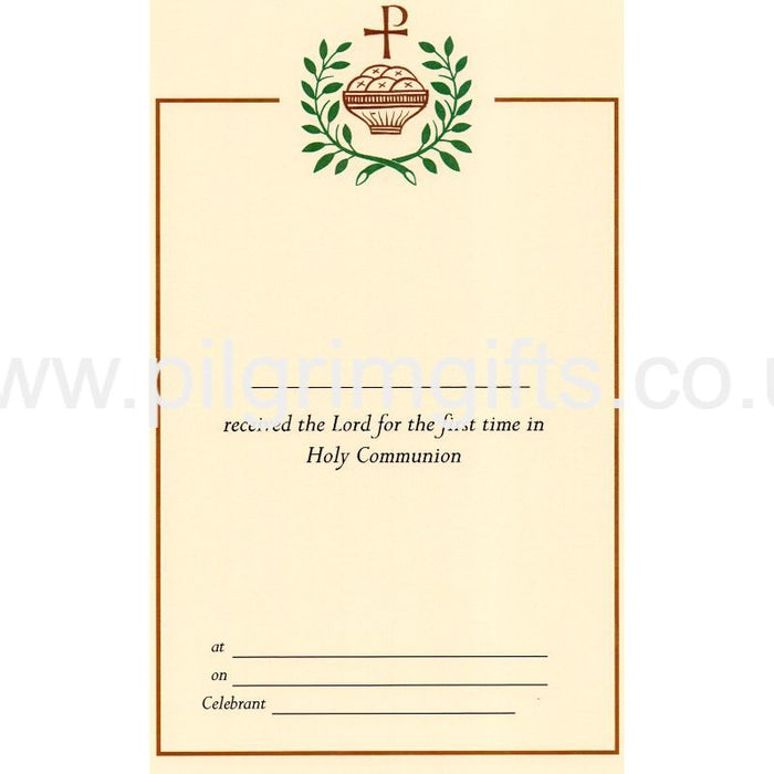 First Holy Communion Certificate, Pax - Chi Rho Cross Design Pack of 5 A4 Size