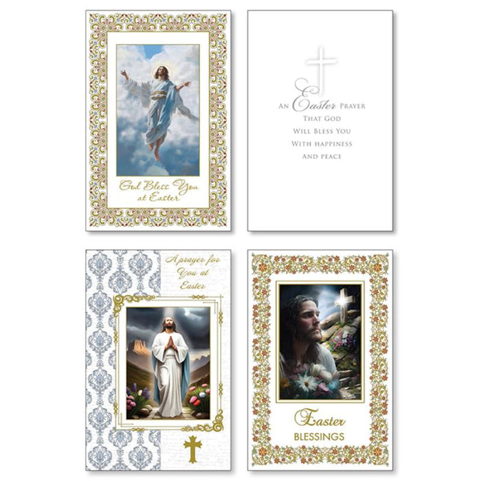 God Bless You At Easter, Pack of 12 Easter Greetings Cards 3 Different Designs With Gold Foil Highlights