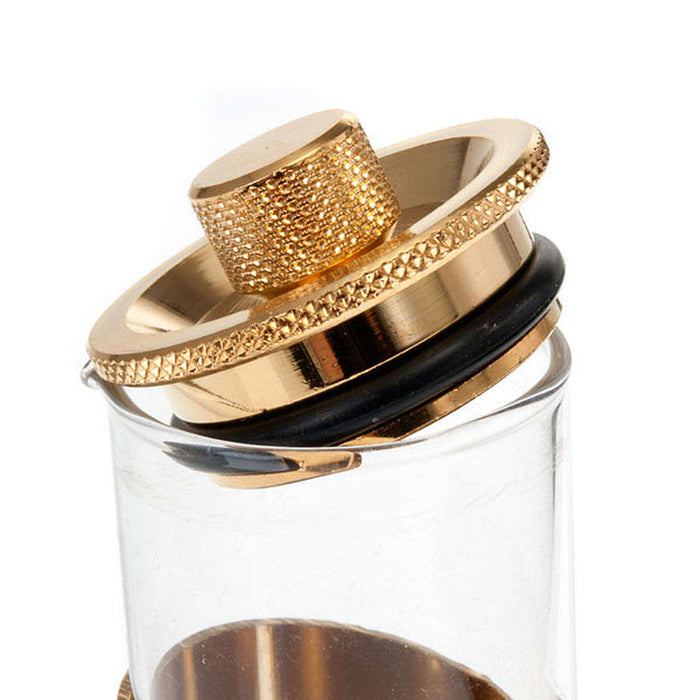 Gold Plated Cruet Set and Tray - Air and Watertight Lids - Cruet Height 12cm / 4.75 Inches