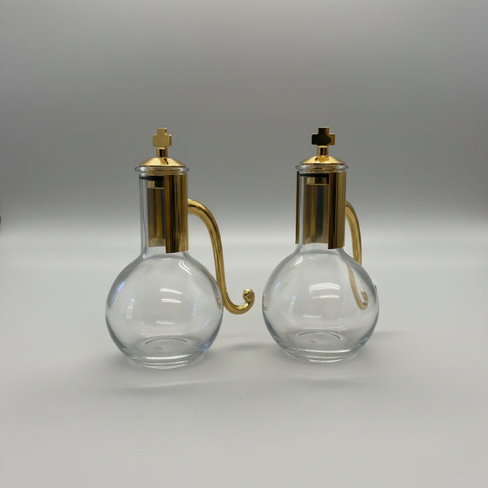 Gold Plated Cruet Set With Tray - Cruet Height 12cm / 4.75 Inches