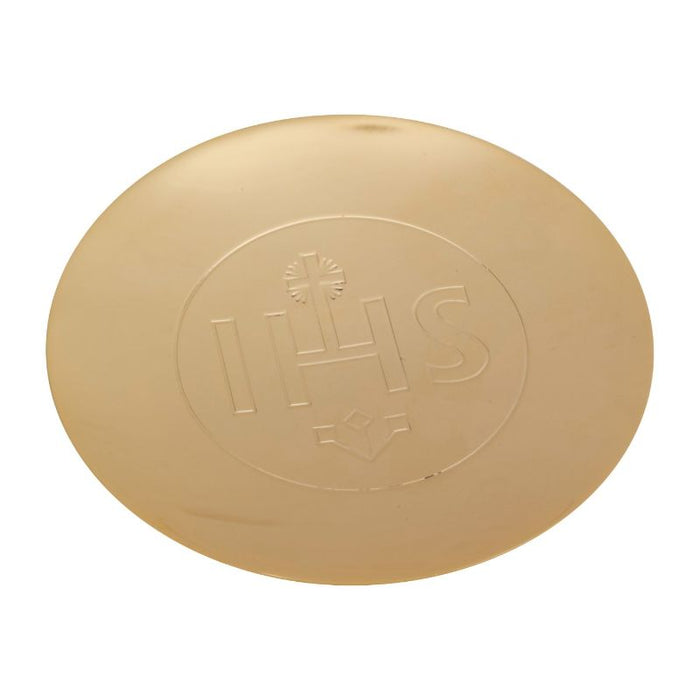 Gold Plated Paten, Engraved With I.H.S. Design 12.5cm / 5 Inches Diameter