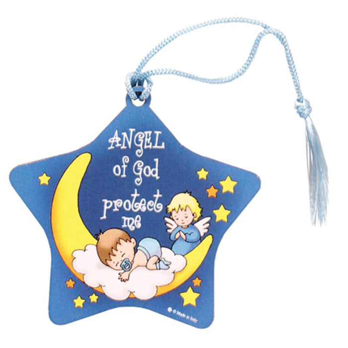 Guardian Angel Wood Plaque, For a Boy 7.5cm / 3 Inches High