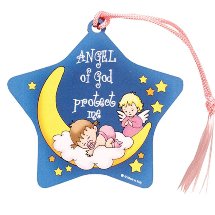 Guardian Angel Wood Plaque, For a Girl 7.5cm / 3 Inches High