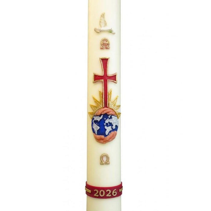 2 1/4 Inch Diameter Paschal Candle, 36 Inches High - With Attached Wax Relief - Available In 8 Designs