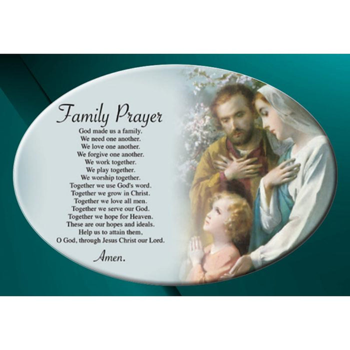 Holy Family, Ceramic Oval Prayer Plaque 23cm / 9 Inches In Length