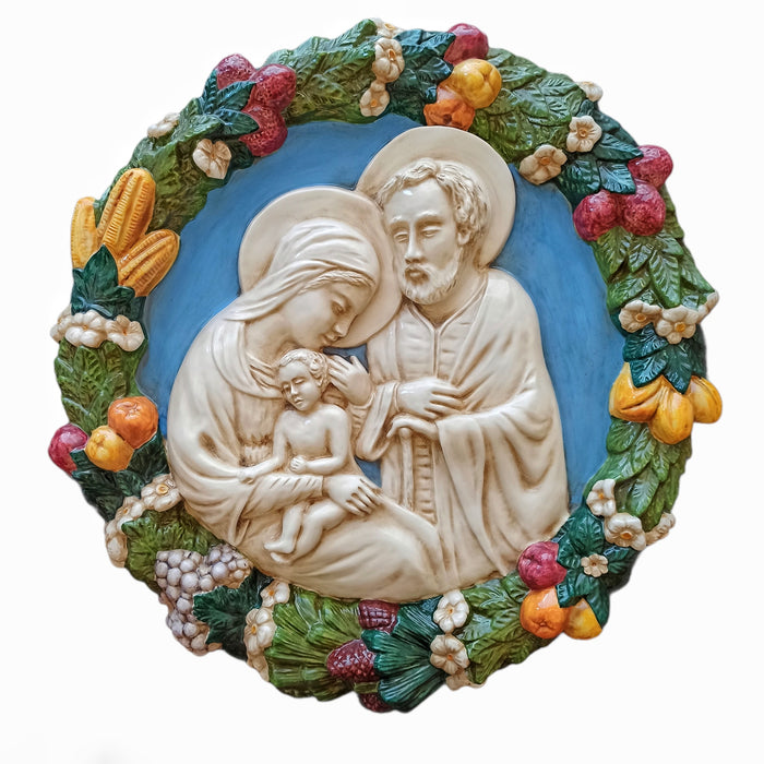 Holy Family - Della Robbia Ceramic Plaque 56cm / 22 Inches Diameter