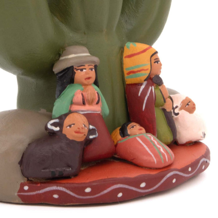 17% OFF Holy Family Nativity Scene, In The Shade of a Cactus, Fairtrade Peruvian Ceramic Figurine 9cm / 3.5 Inches High