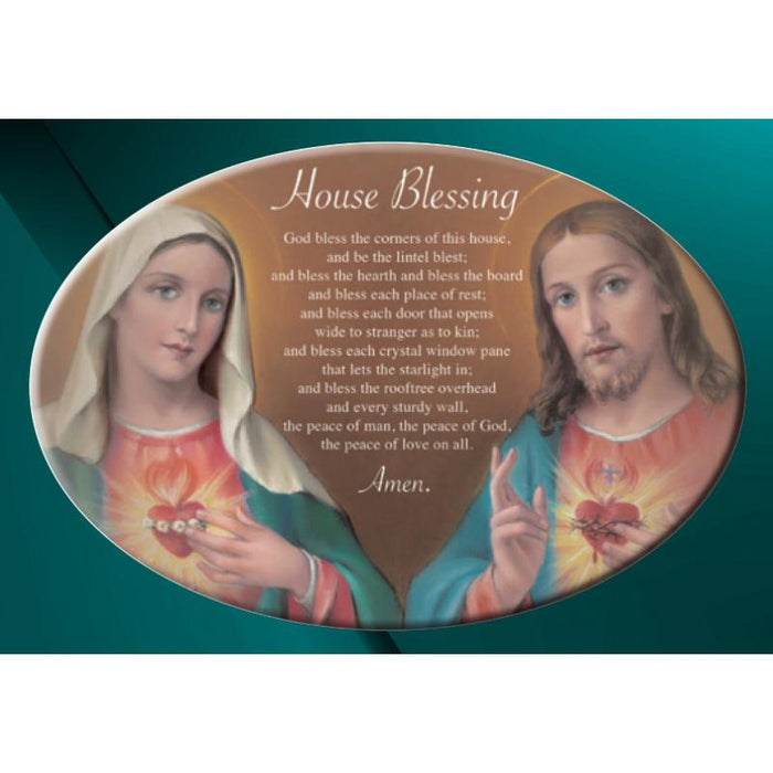 House Blessing, Ceramic Oval Prayer Plaque 23cm / 9 Inches In Length