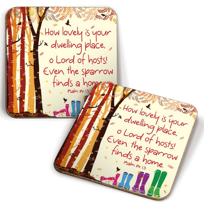 How Lovely Is Your Dwelling Place, Coaster With Bible Verse Psalm 84:1,3 Size 9.5cm Square - MULTI BUY Offers Available