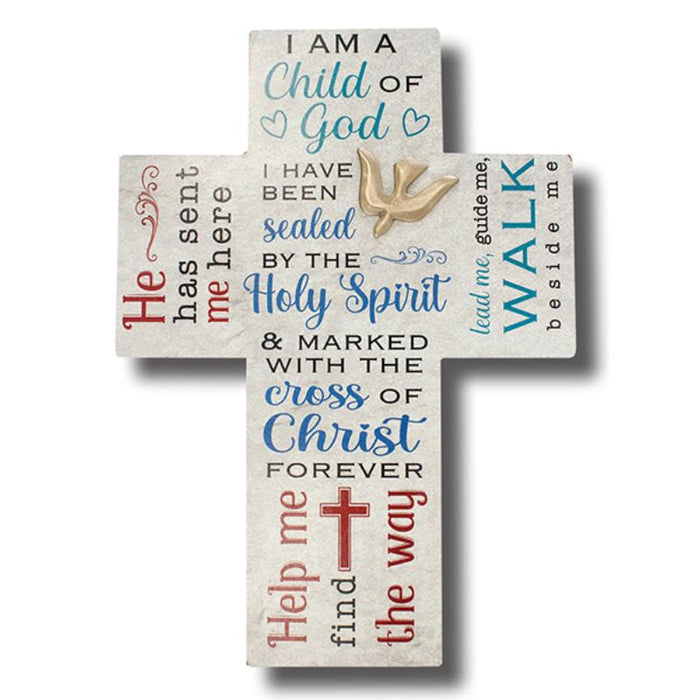 I Am A Child Of God - Wooden Confirmation Prayer Cross - 28cm / 11 Inches High
